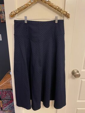 Anthropologie Navy A-Line Midi Skirt - Women's 8 stretchy